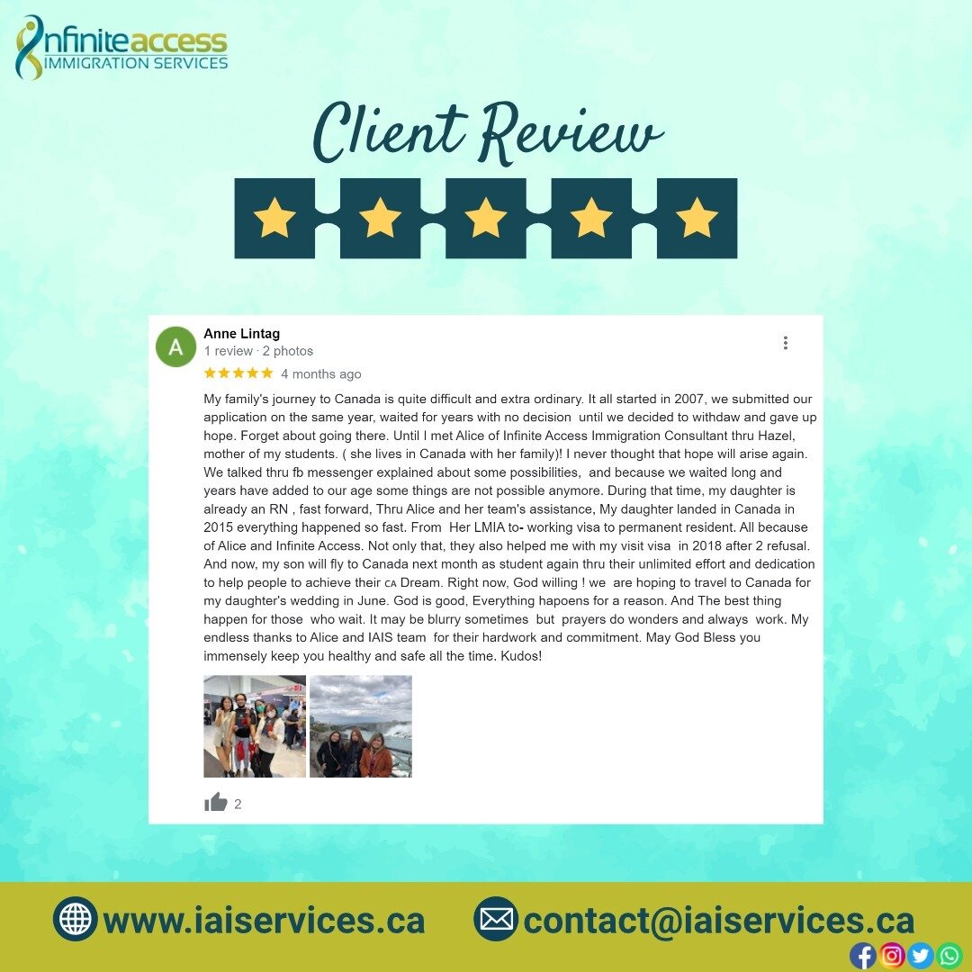 Thank you for your kind words, Anne! We&rsquo;re really grateful and appreciate you taking the time to share your experience with us.

👉 Send your r&eacute;sum&eacute; to 📧 contact@iaiservices.ca for a FREE pre-assessment.

▰▰▰▰▰▰▰▰▰▰▰▰▰▰▰

Book a 