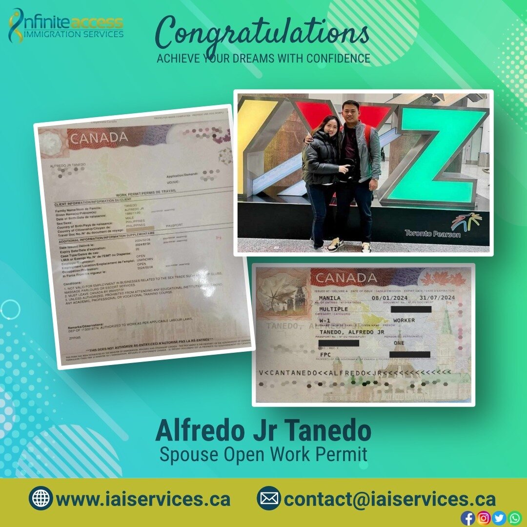 Congratulations to Alfredo who recently received his open work permit! Welcome to Canada!

👉 Send your r&eacute;sum&eacute; to 📧 contact@iaiservices.ca for a FREE pre-assessment.

▰▰▰▰▰▰▰▰▰▰▰▰▰▰▰

Book a private consultation session:
🌐 www.iaiserv