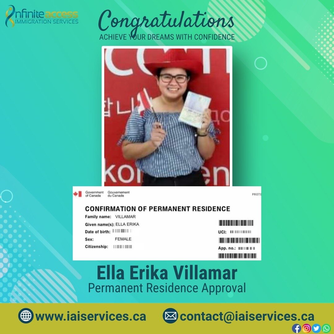 Congratulations to Ella on achieving her Permanent Resident status!

Reflecting on Ella's journey, we're inspired by a throwback photo taken in our Manila office, capturing the moment she initially received her study permit approval. It reminds us of