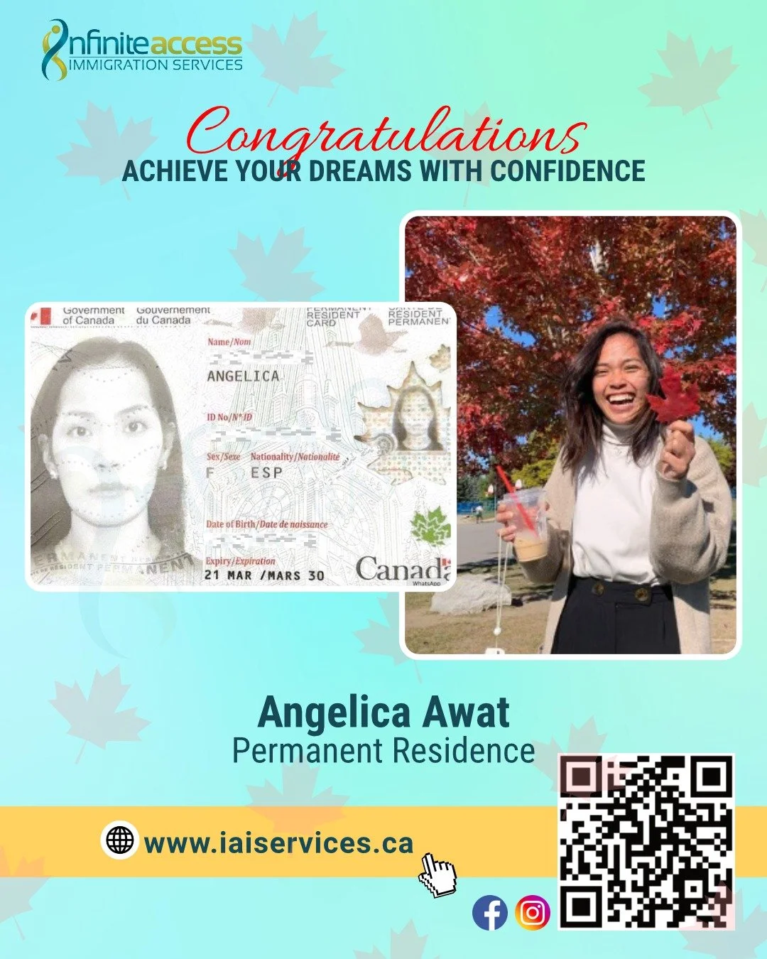 We are pleased to announce the remarkable achievement of Angelica Awat 🇪🇸, a Spanish national who has embraced Canada 🇨🇦 as her second home. Despite initial linguistic challenges, given her fluency exclusively in Spanish, Angelica demonstrated ex