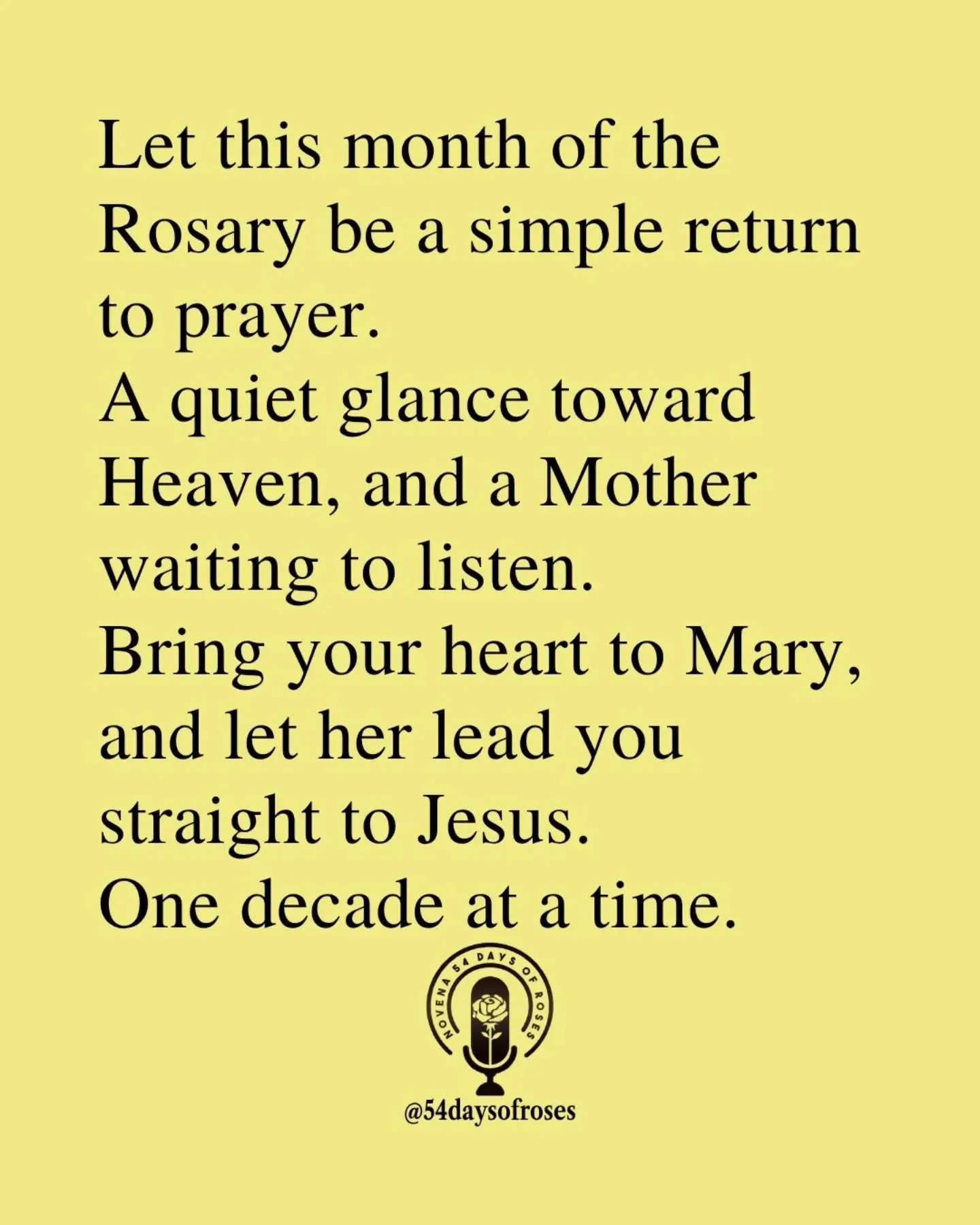 Pick up your Rosary.

📖 "His mother said to the servants, 'Do whatever he tells you.'" John 2:5

#catholicbible
#54dayrosarynovena
#catholicfaith
#54daysofroses
#biblequotes