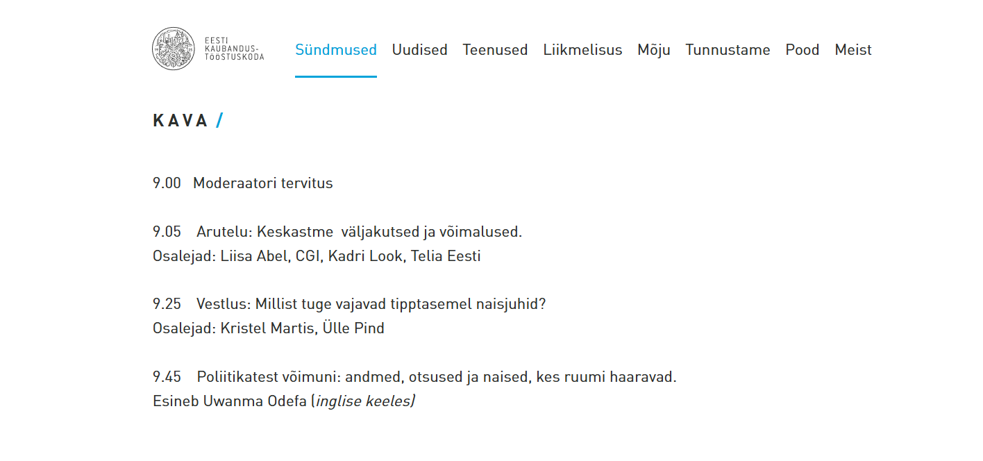 Naised juhtimises – inspiratsiooni- ja aruteluhommik