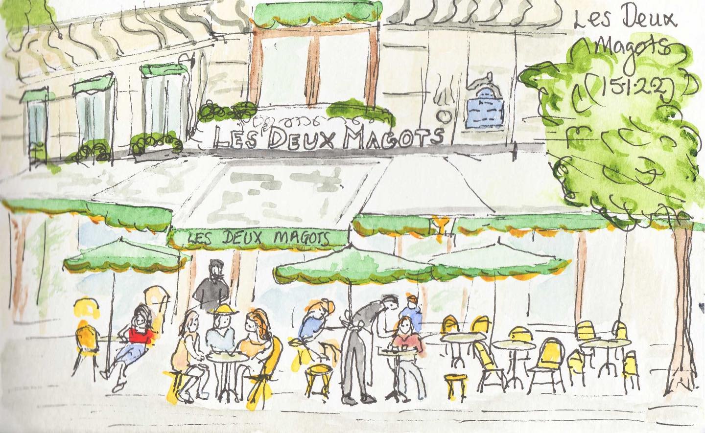 In the 6th arrondissement of Paris, you&rsquo;ll find the famous caf&eacute;, Les deux Magots. Estabiished in 1884, on the site of a previous silk and novelty shop, it became the regular place for artists and writers to meet and share their ideas. Wa