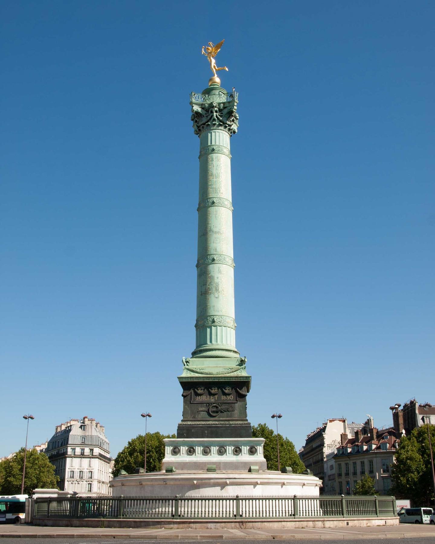 In Paris&rsquo; 11th arrondissement, Colonne de Juillet in Place de la Bastille marks the place where the Bastille Prison stood and it is  engraved with the names of those that died in July 1830 revolution. 
Check out my website French Views for lots