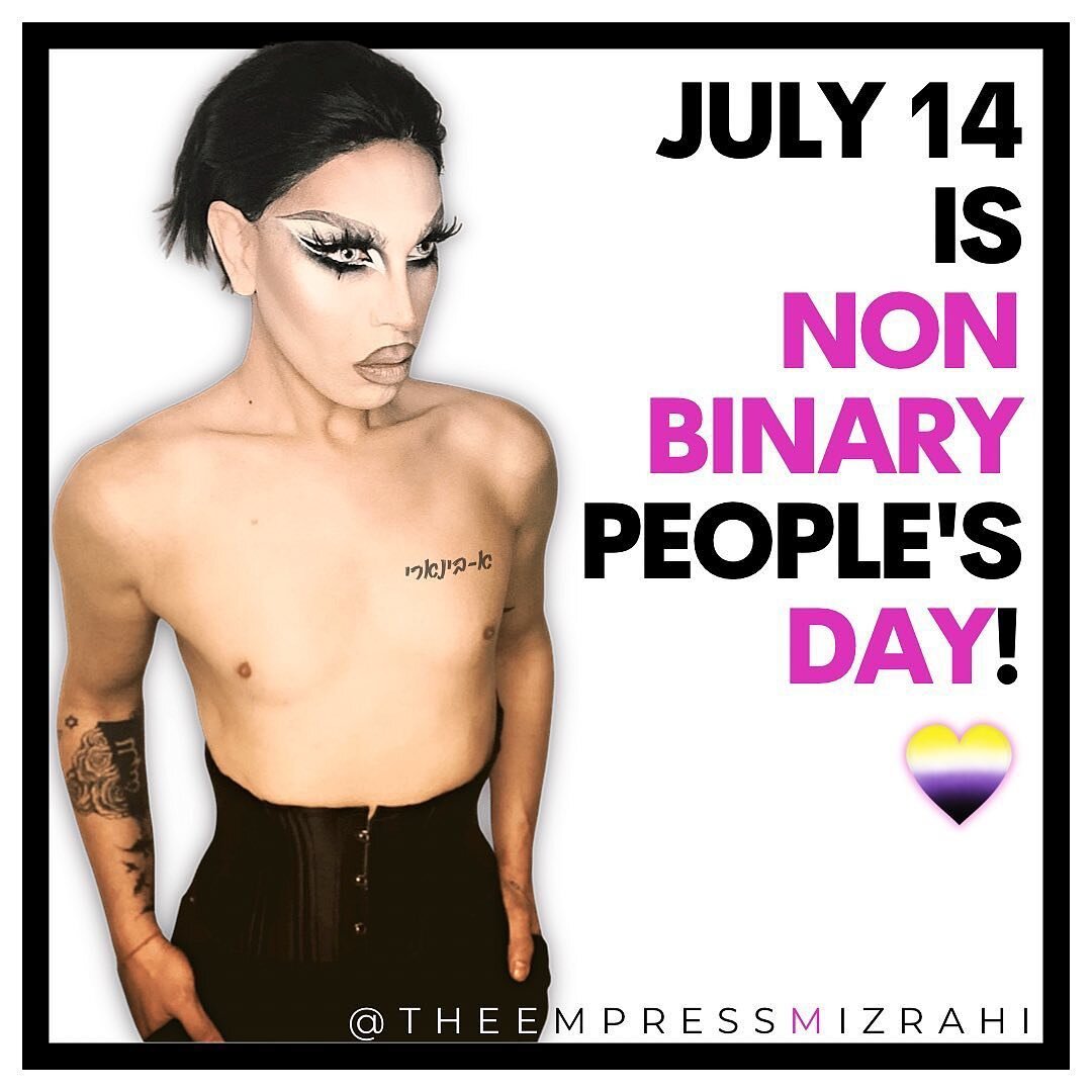 This week is non-binary awareness week, and July 14th is international Non-binary peoples day! 

Repost @theempressmizrahi
&ldquo;Quite fitting that its right after my birthday and right after my first phase of gender affirming surgery!&rdquo;
💛🤍💜