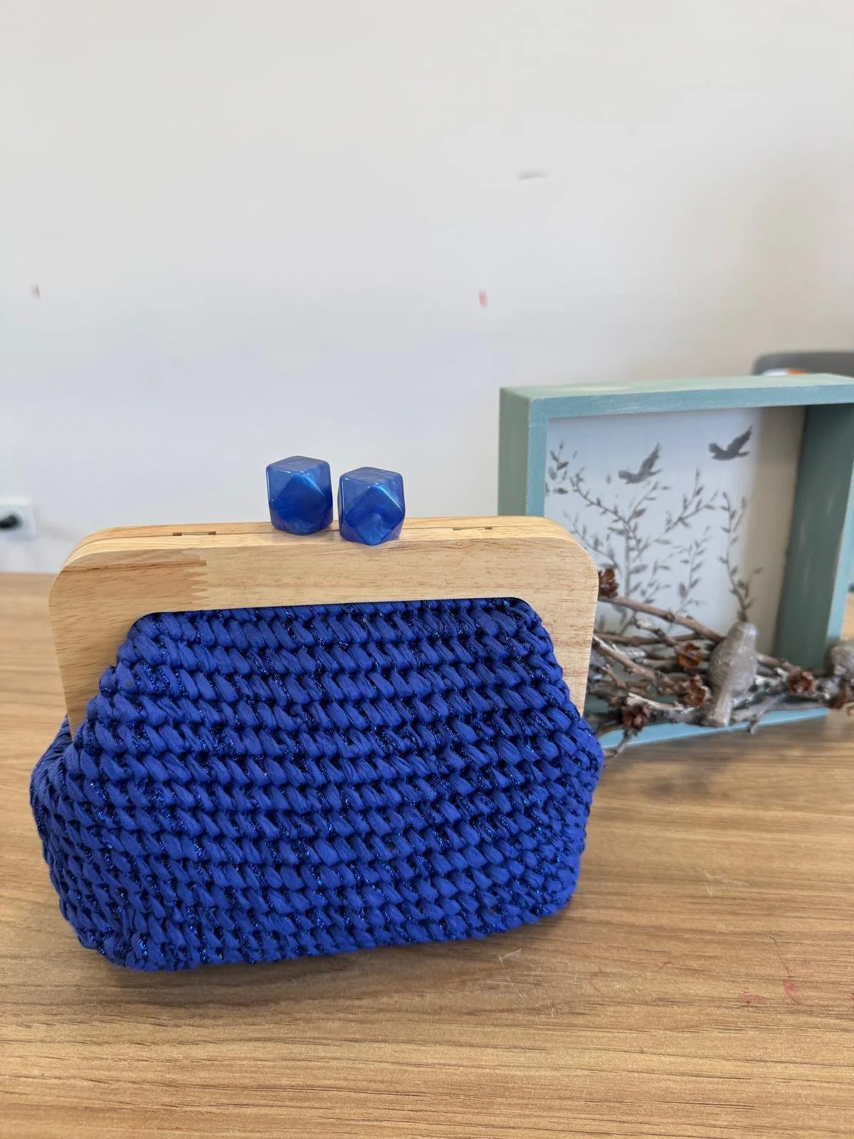 Blue Crochet Clutch