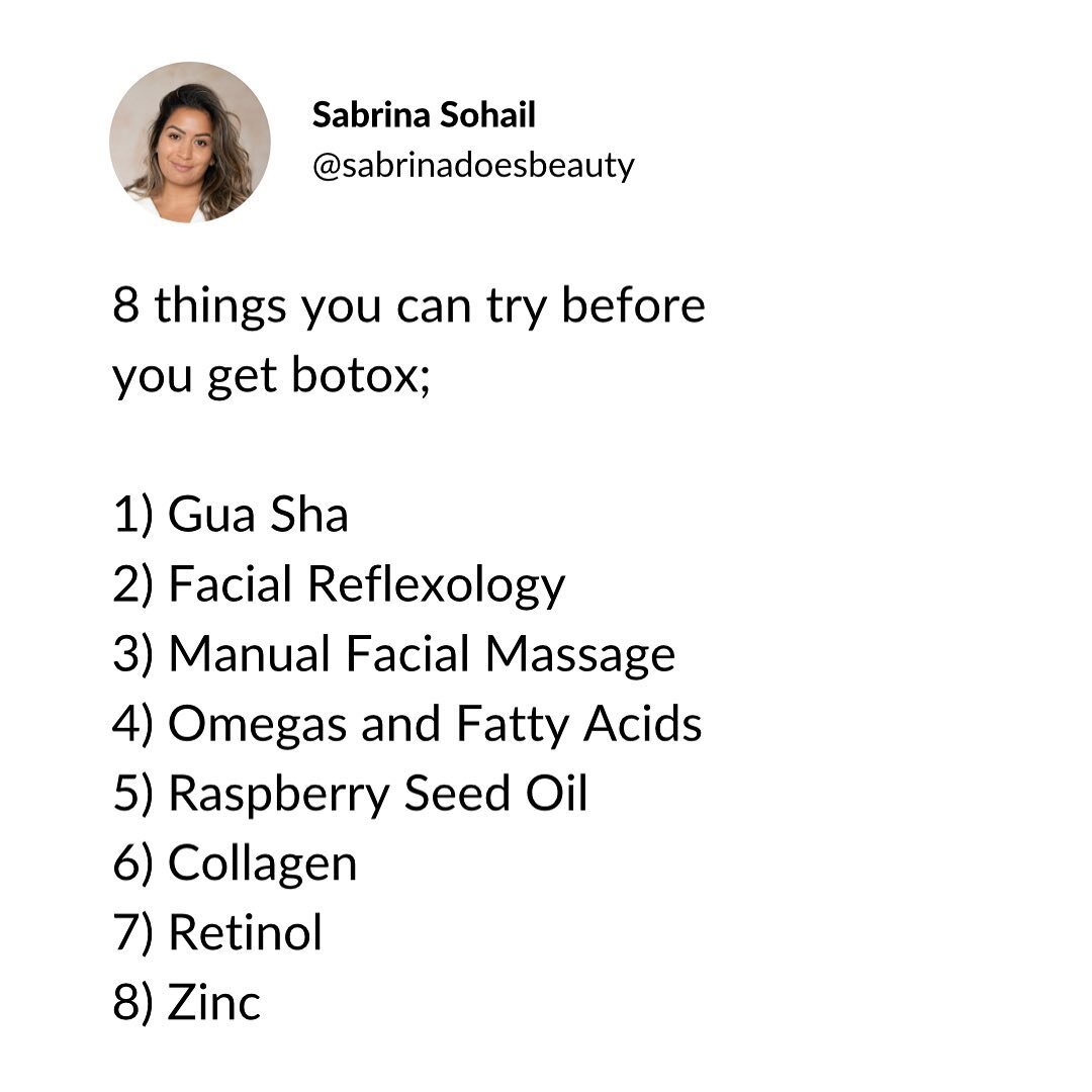 8 things you can try before botox 

#holistichealing #holistique #beautyhacks #skincarecommunity #skinconfidence #naturalskincaretips