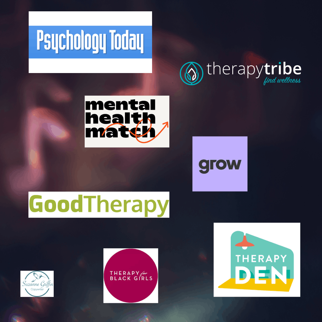Logos from several therapy directories.