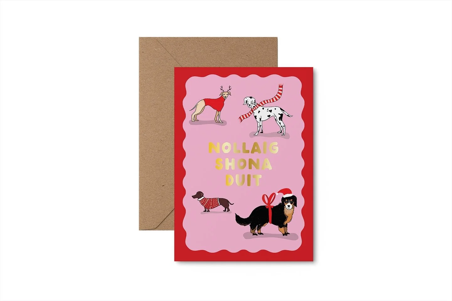 Christmas but make it DOGS!!! 🎄🐶🐕&zwj;🦺

These are illustrated and printed in Ireland, hand foiled here in Co. Down with shiny gold foil. And feature some of the cutest dog-pals around!

Available in Irish &amp; English, multipacks and singles ar