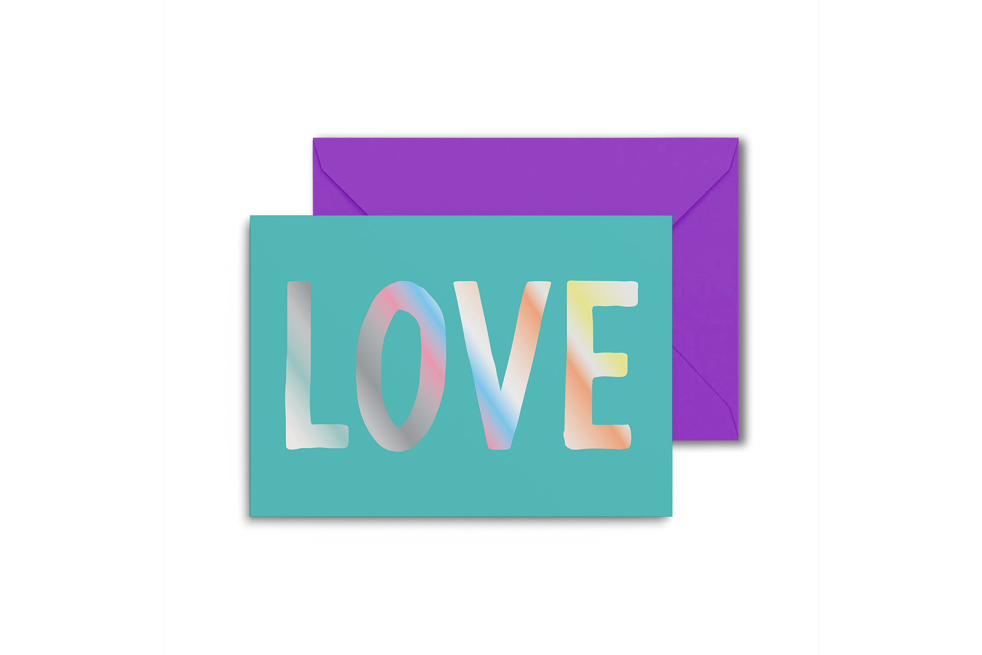 'LOVE' card with holographic foil