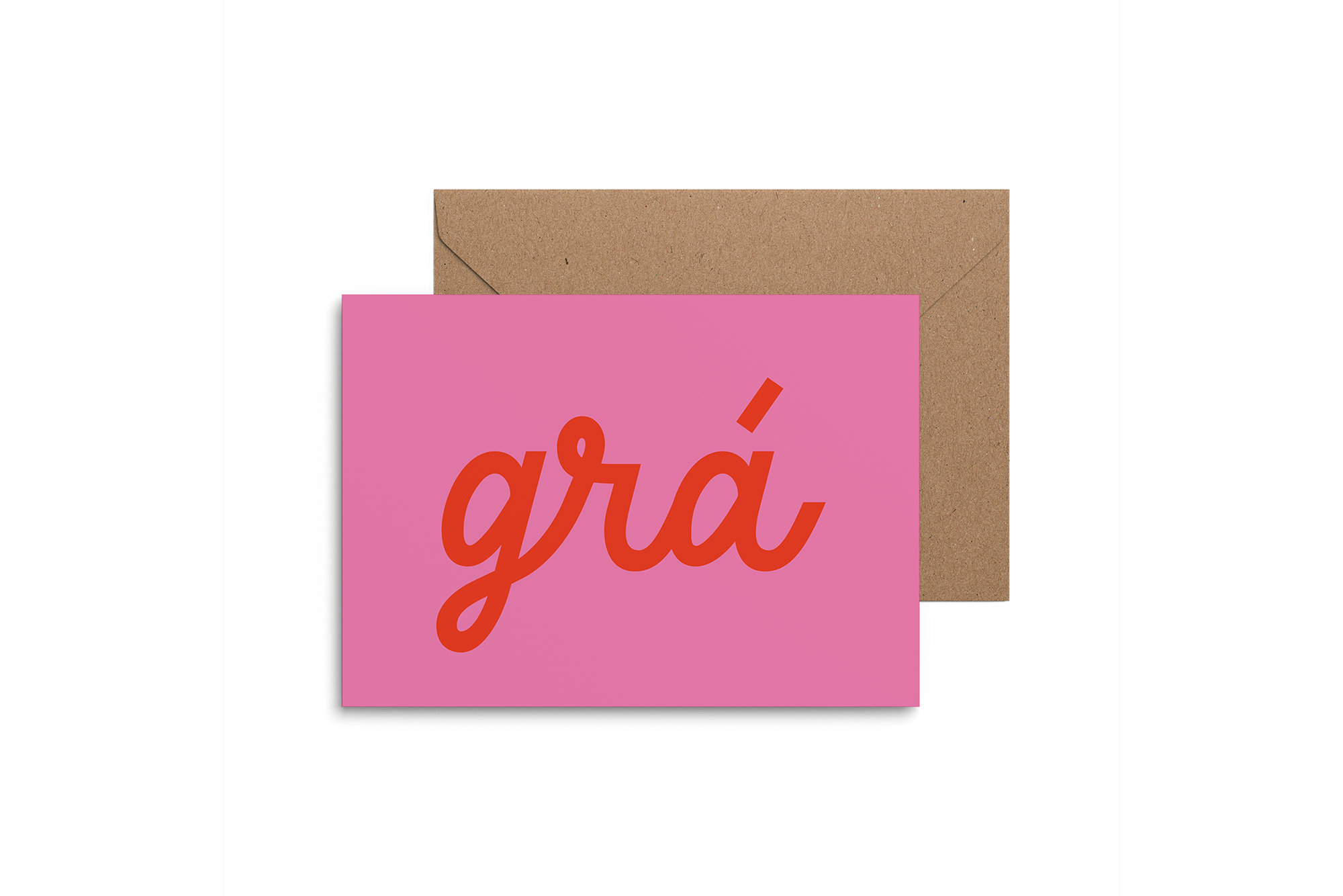 Grá - Irish Language 'LOVE' card - red on pink