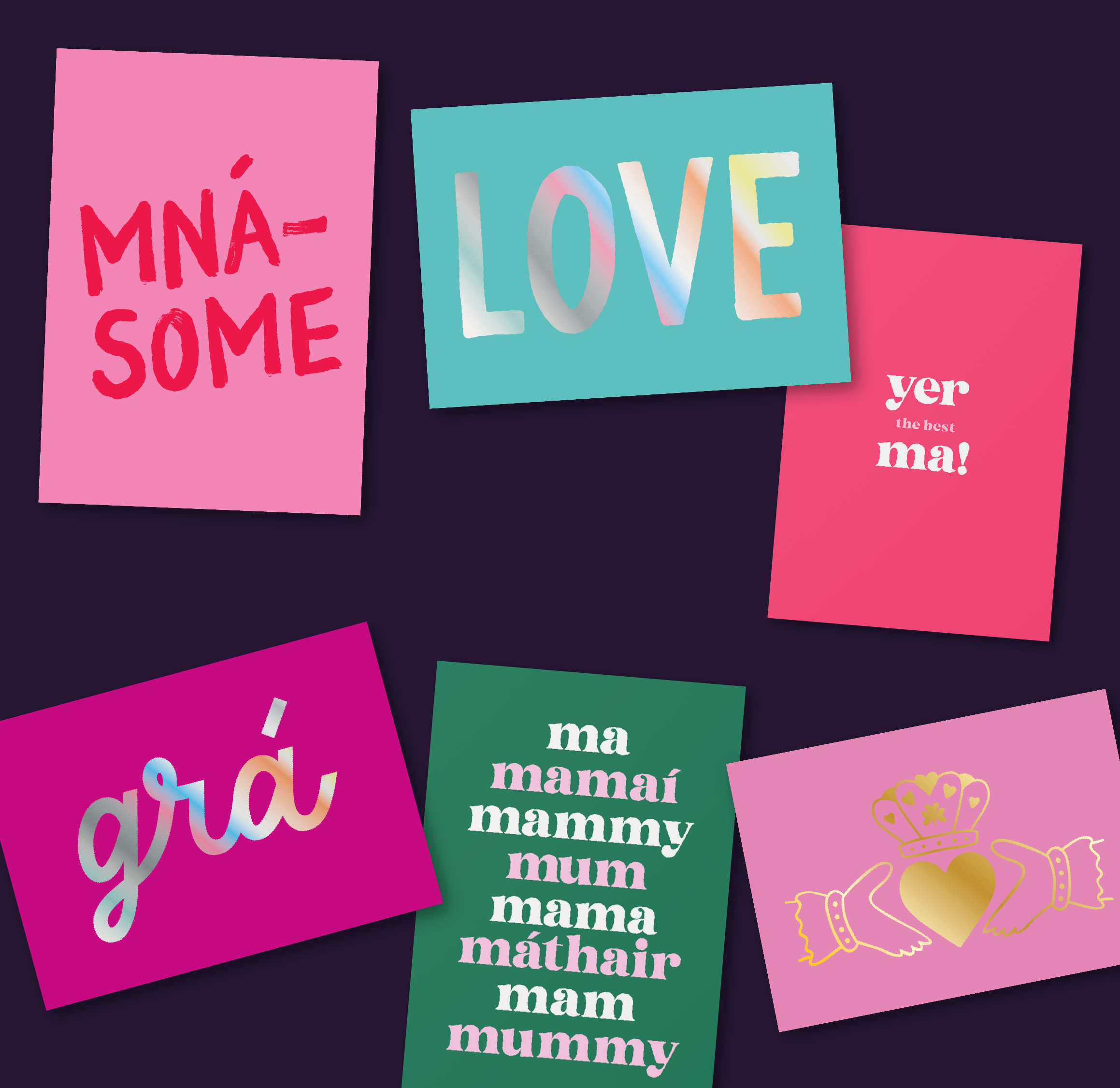 Selection of Irish language Mother's Day cards
