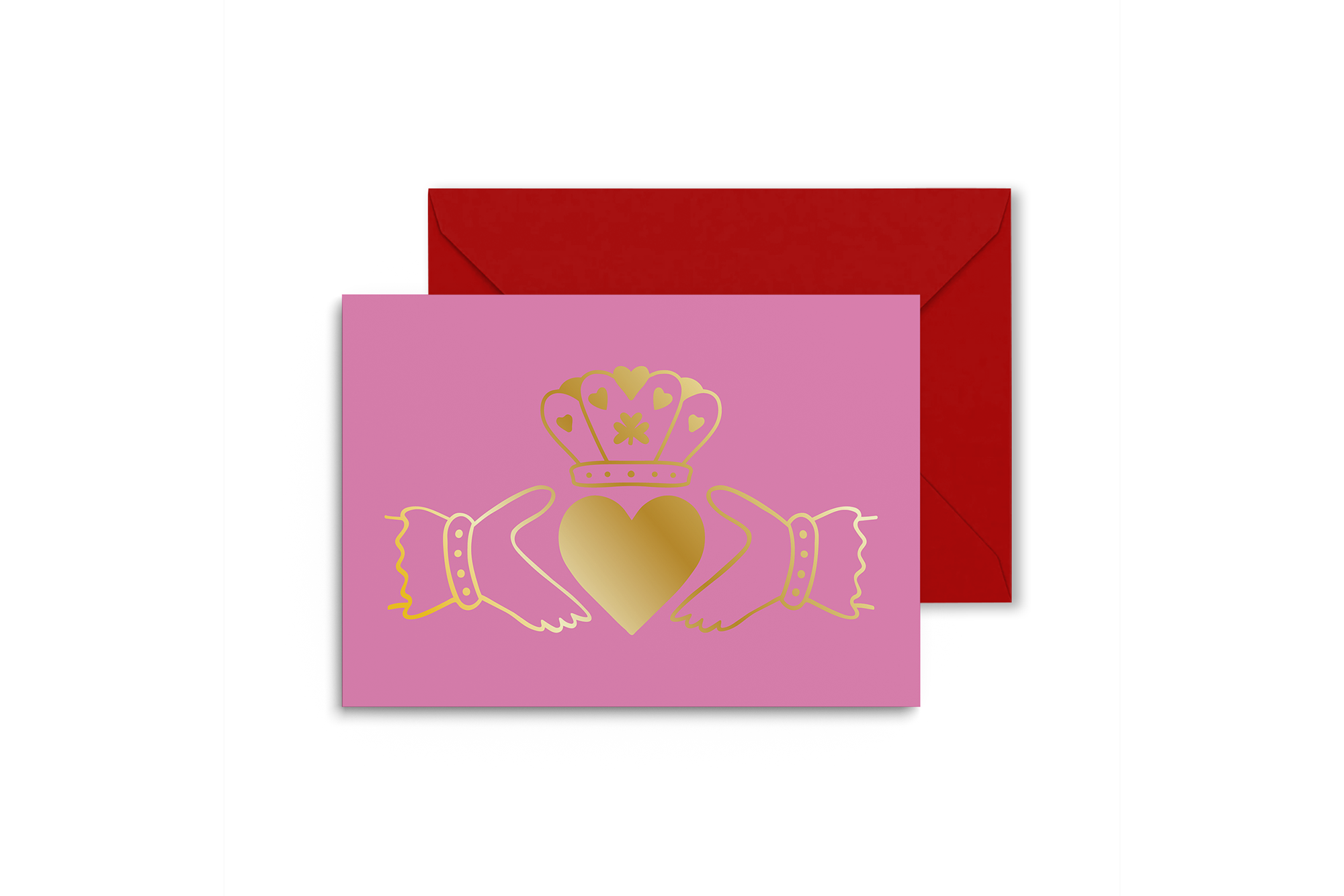 Gold Claddagh - illustrated, shiny, gold foil card