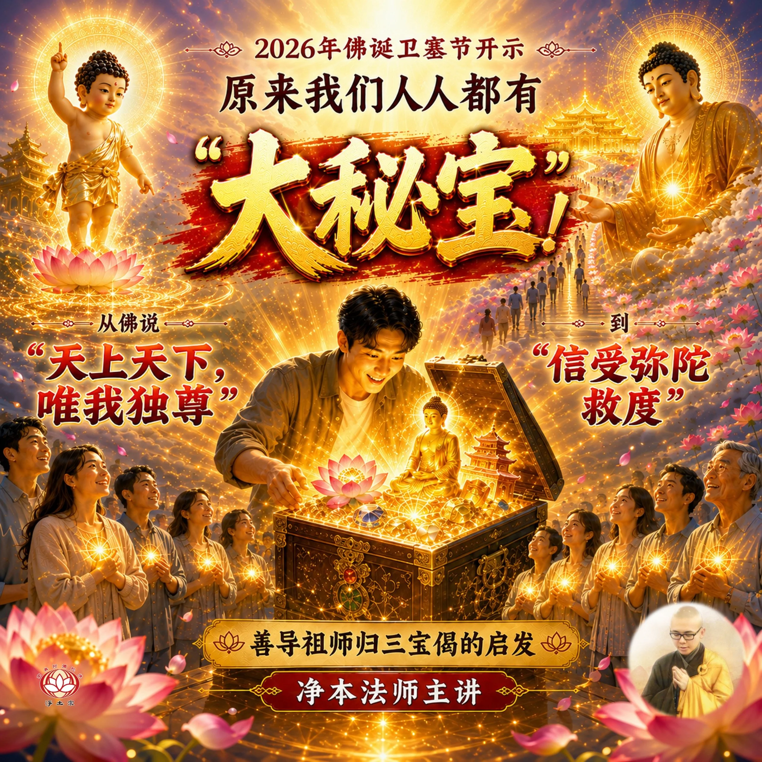 原来我们人人都有「大秘宝」！从佛说"天上天下，唯我独尊"到"信受弥陀救度"｜善导祖师归三宝偈的启发 | 净本法师2026年佛诞卫塞节开示
