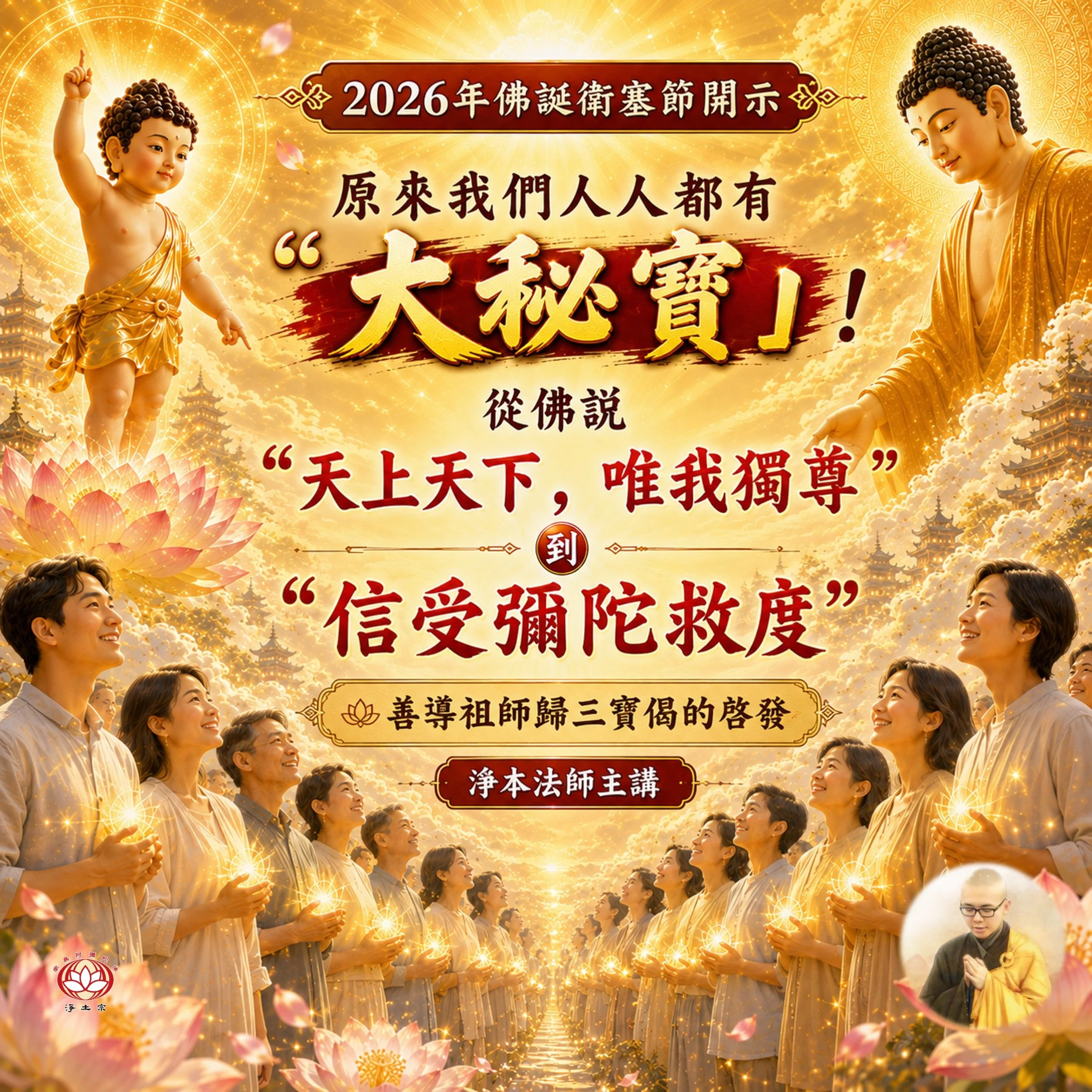 原來我們人人都有「大秘寶」！從佛說"天上天下，唯我獨尊"到"信受彌陀救度"｜善導祖師歸三寶偈的啓發 | 淨本法師2026年佛誕衛塞節開示