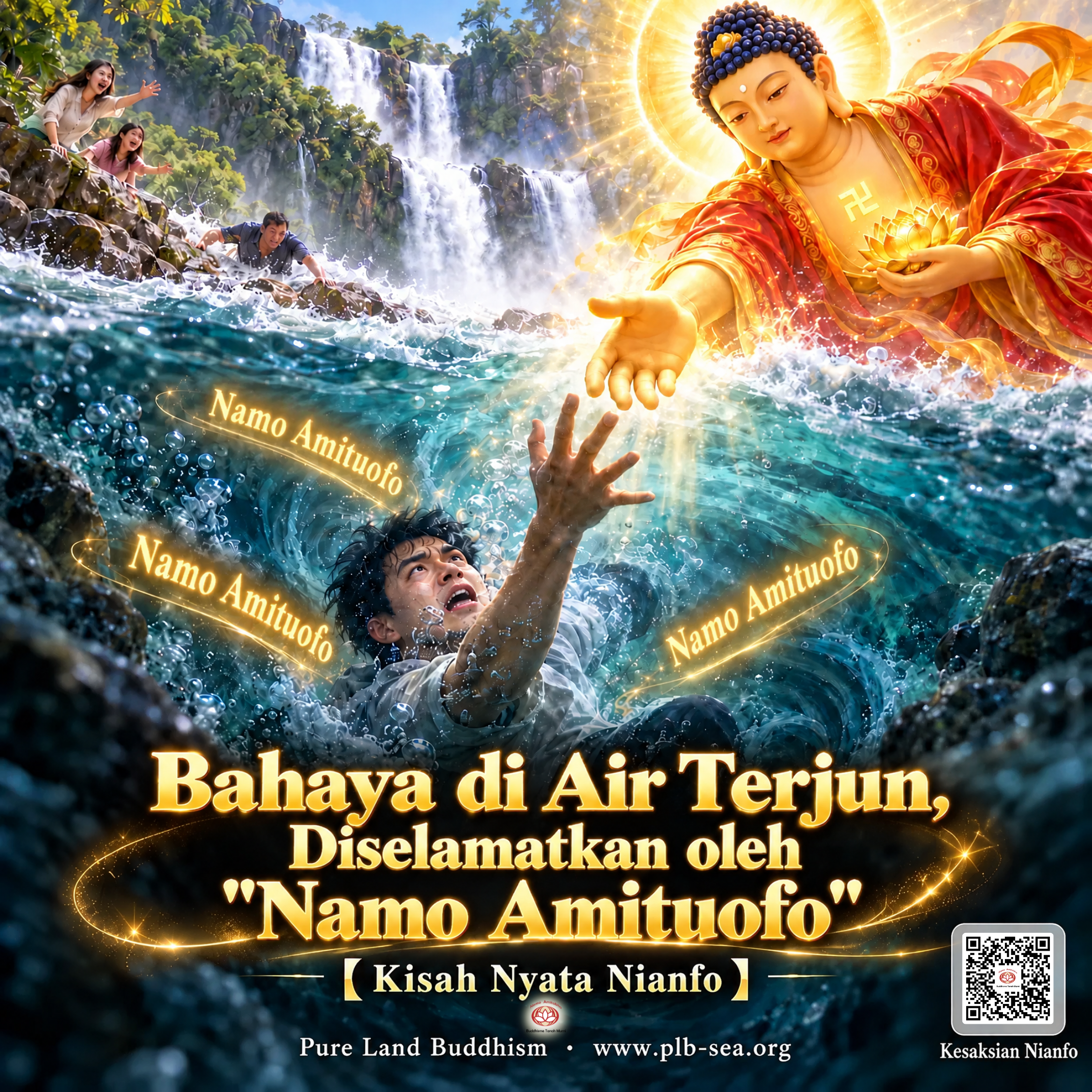 Bahaya di Air Terjun, Diselamatkan oleh "Namo Amituofo"