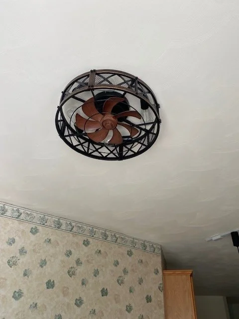 When we got to Karen's new house on our spring trip in 2026 she had decided to replace most of the lighting. So a new kitchen fan and light.