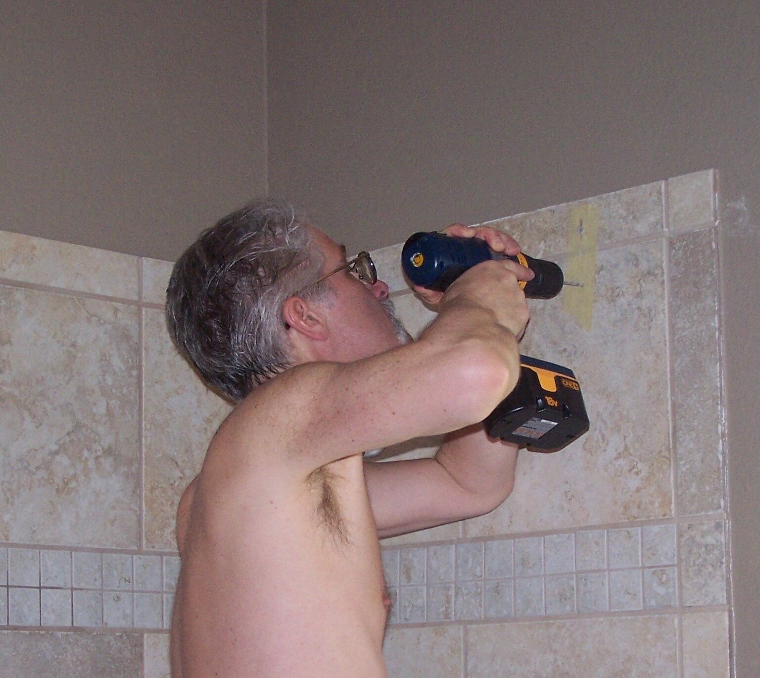 Shower rod through toughest tile ever on hottest day ever