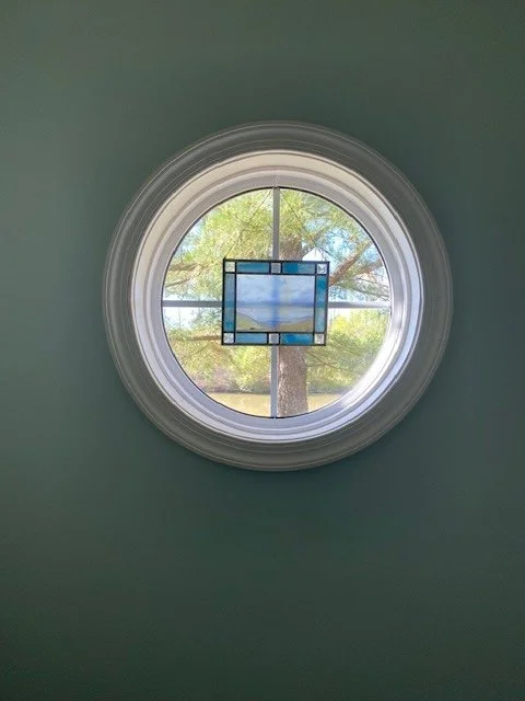 To finish things off we hung her picture of Tralee bay from the Connor pass that I had framed in stained glass years ago. We also told her she wasn't to plan on moving again any time soon.