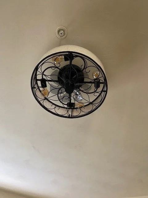 New fan and light in livingroom.
