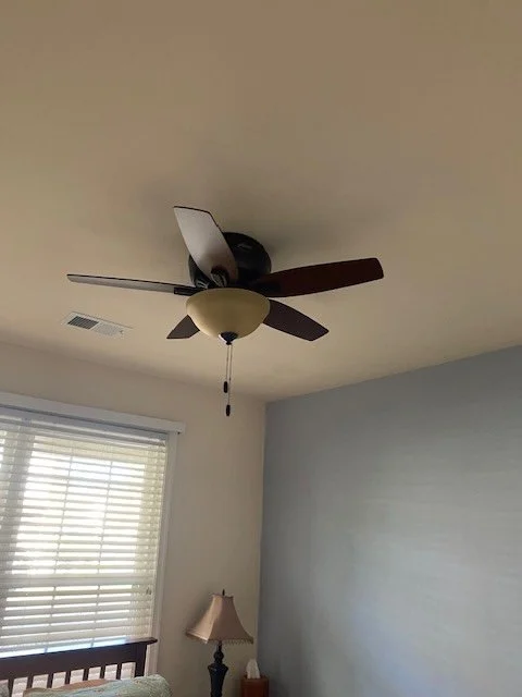 New fan and light in guestroom.