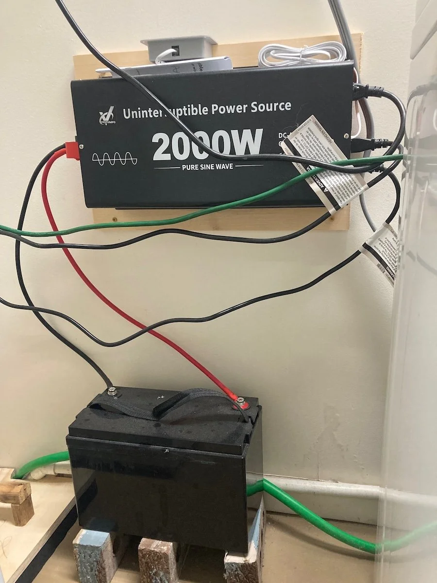 Battery back-up and inverter to maintain charge and power pumps