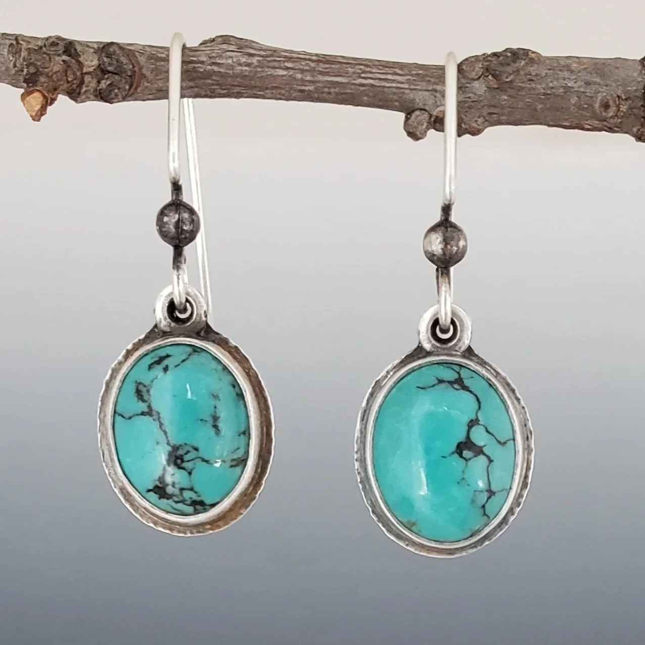 Turquoise Earrings, Sterling Silver Handmade Jewelry