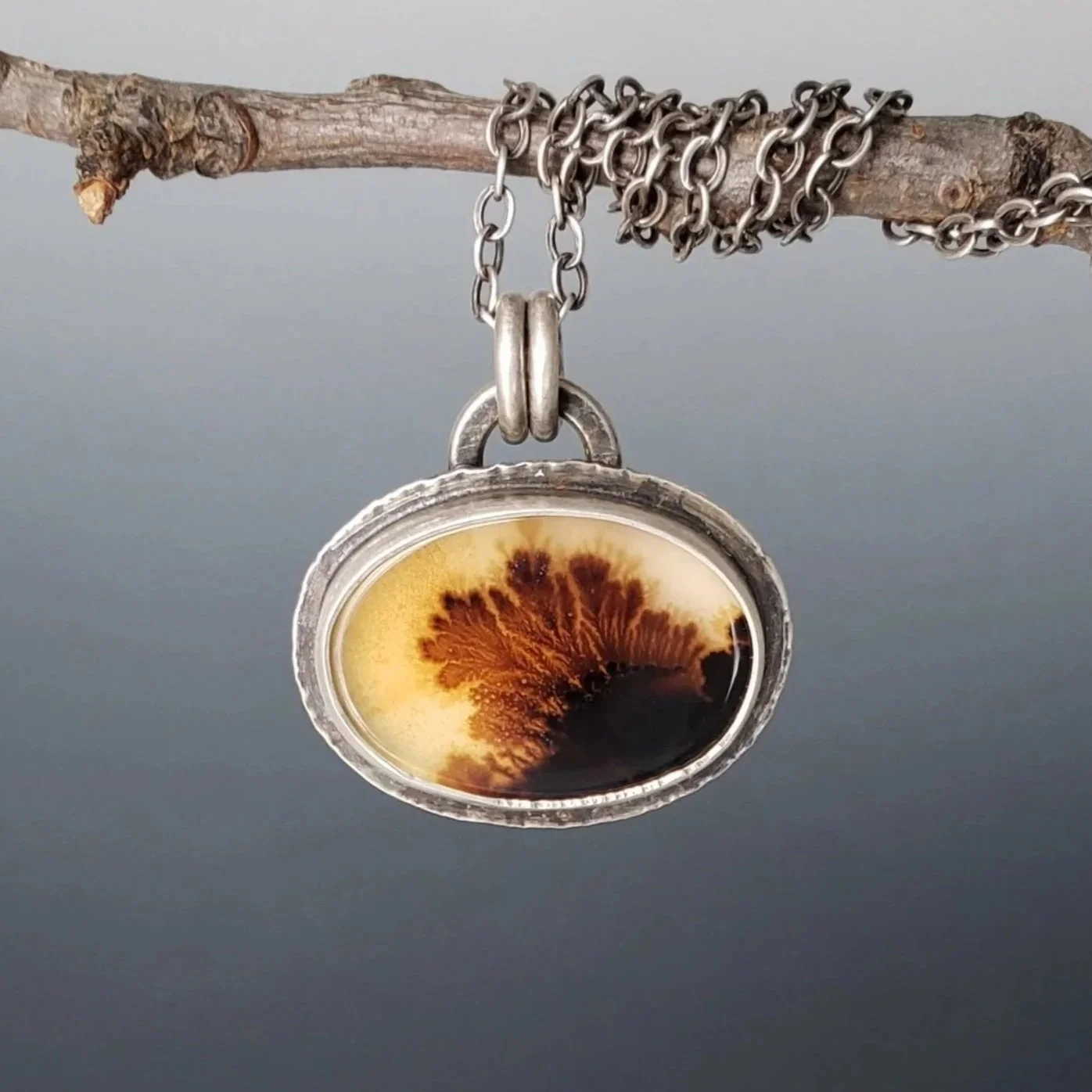 Dendritic Agate Necklace, Handmade Sterling Silver Jewelry