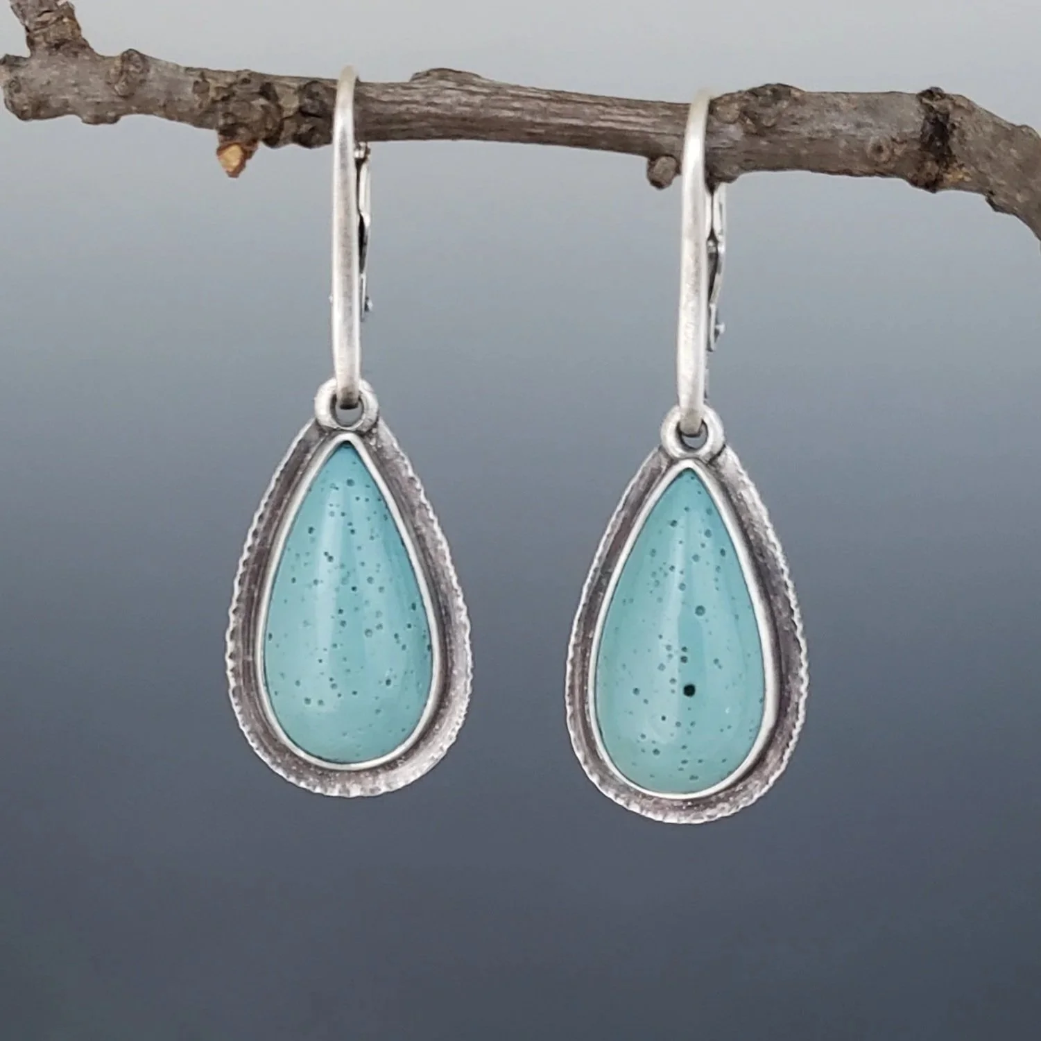 Leland Blue Dangle Earrings, Sterling Silver Handmade Jewelry