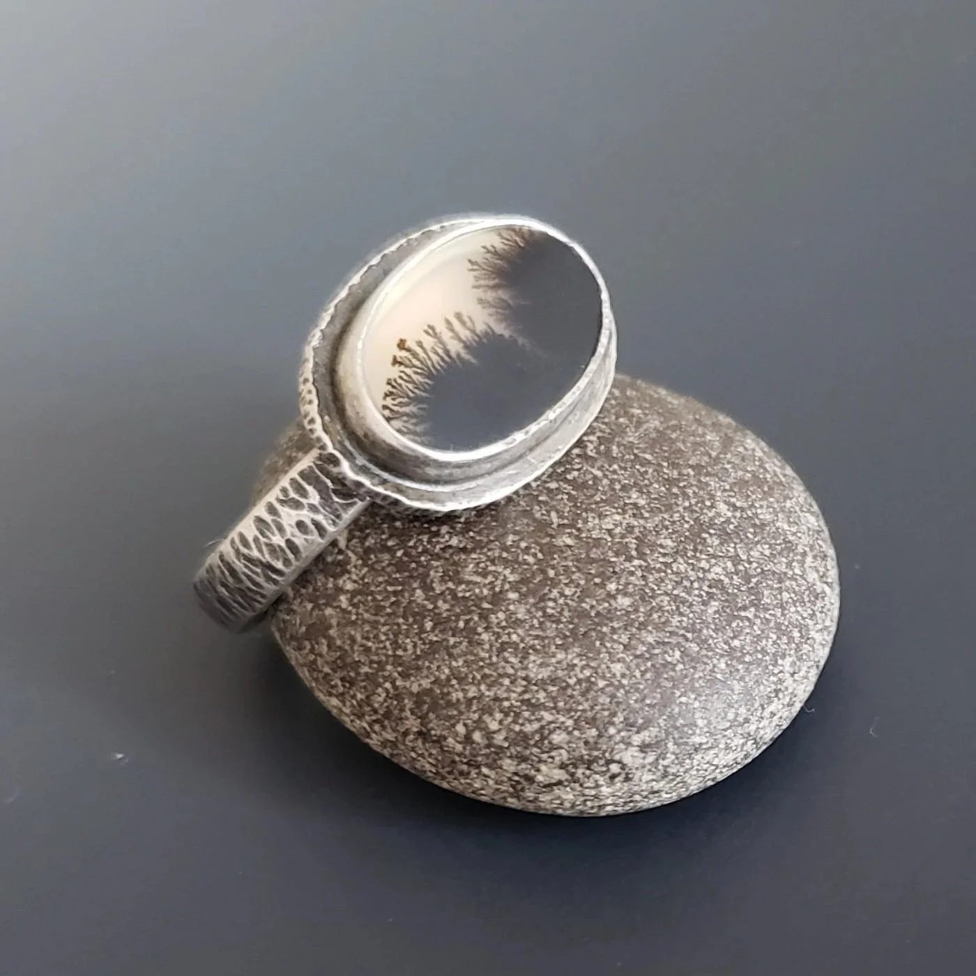 Dendritic Agate Ring, Handmade Sterling Silver Jewelry