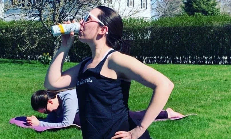 fun bachelorette yoga in narragansett ocean front yoga event with Jessica Ackerman yoga teacher