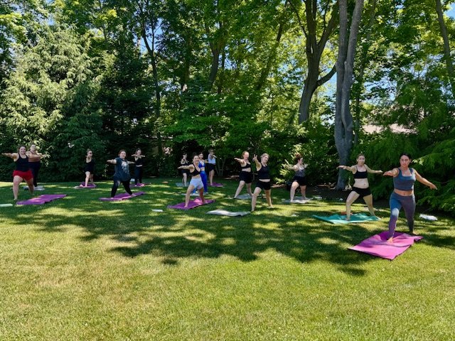 beach yoga in narragansett ocean front yoga event with Jessica Ackerman yoga teacher