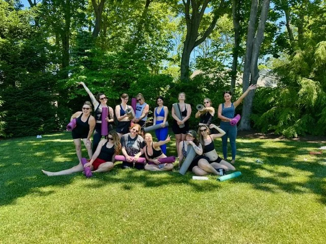 backyard yoga in narragansett ocean front yoga event with Jessica Ackerman yoga teacher