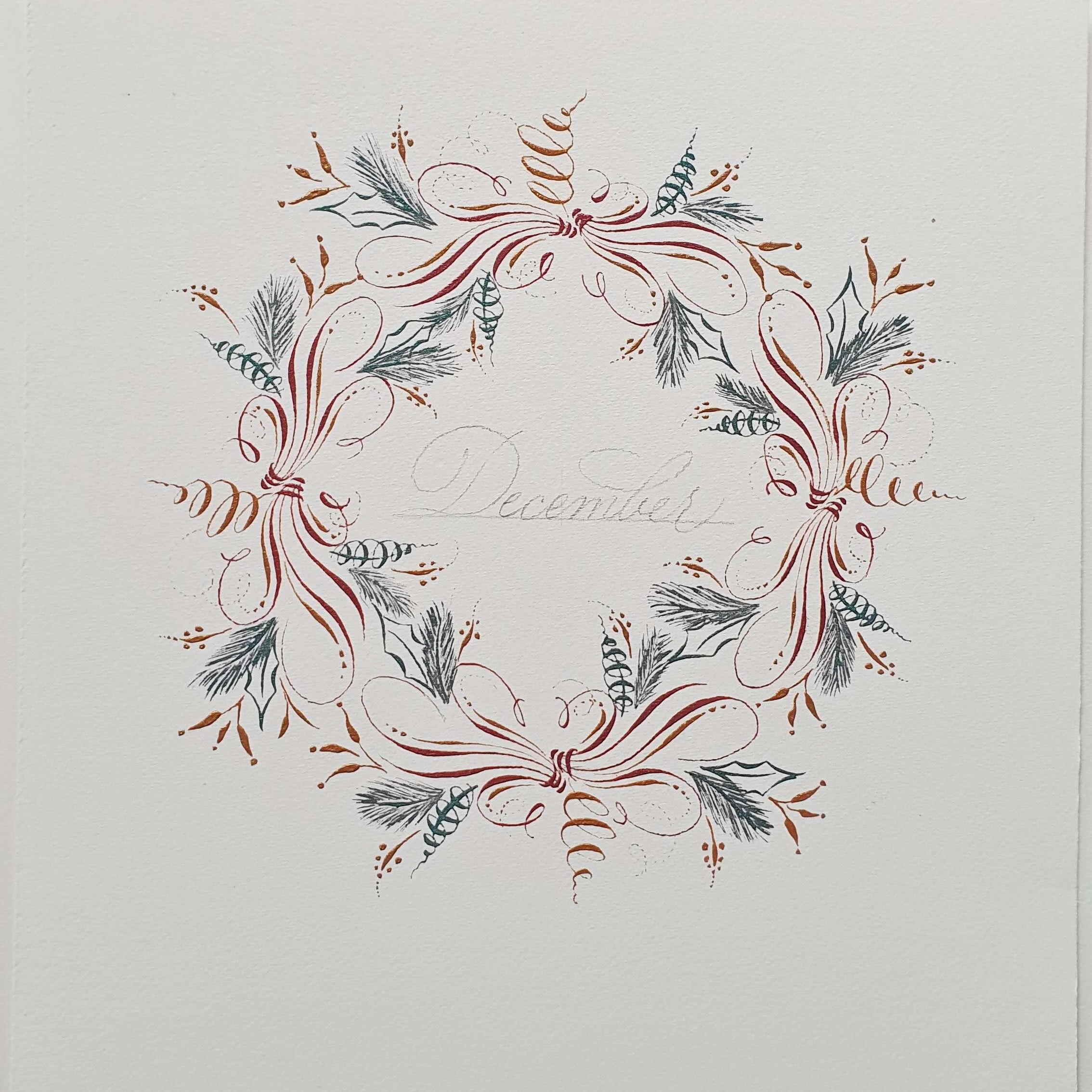 11. At this point, I changed the ink colour to gold (Arabic Gold from Coliro) and started adding the smaller embellishments. Remember, to rotate the paper as many times as needed. You might find it difficult knowing when to stop, but as a rule of th…