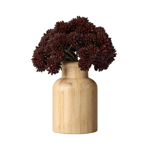 Floral Arrangement in Wood Pot