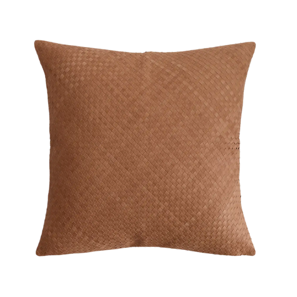 Woven Leather Pillow Cover