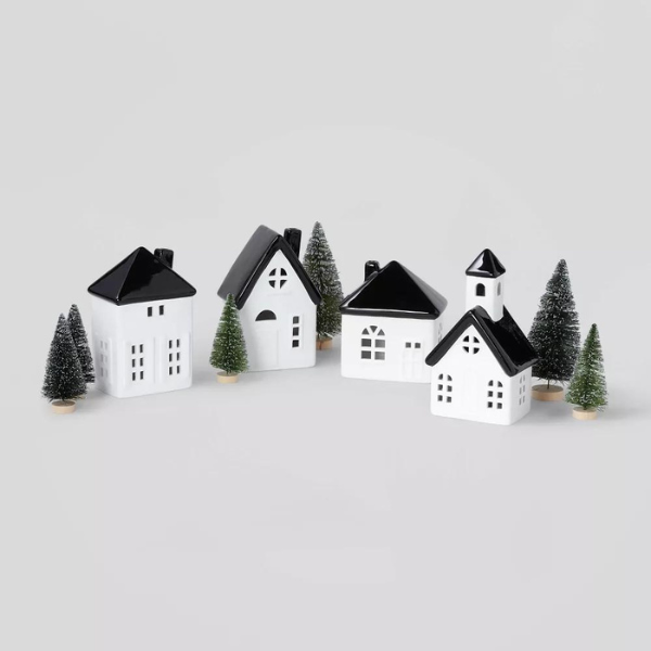 Battery Operated Decorative Ceramic Christmas Village Kit