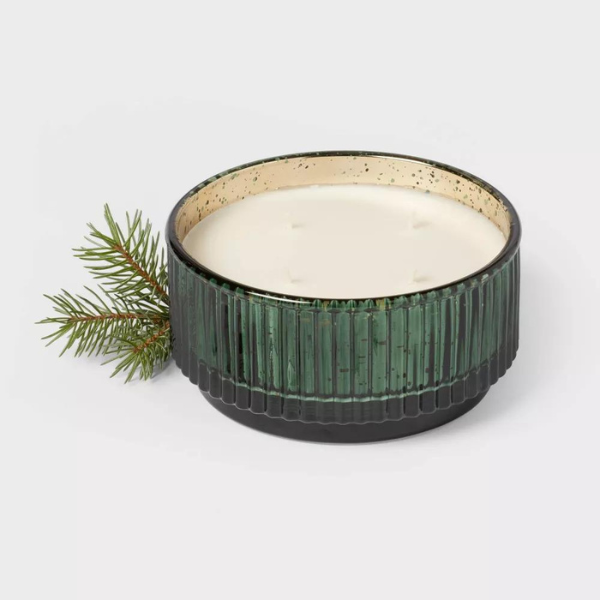 Mercury Footed Ribbed Glass with Dustcover Green/Forest Fir
