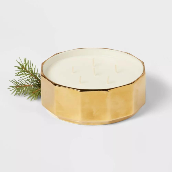 Ceramic 6-Wick Forest Fir Candle Gold