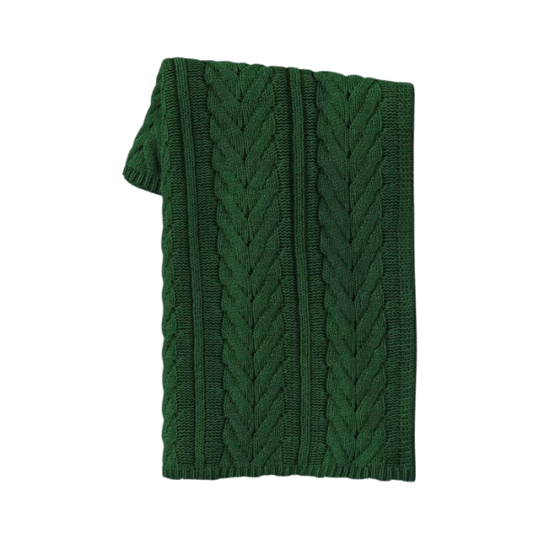 Wishbone Cable Knit Throw Blanket Green