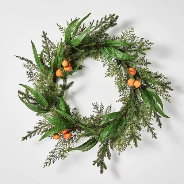 Christmas Wreath with Oranges Green