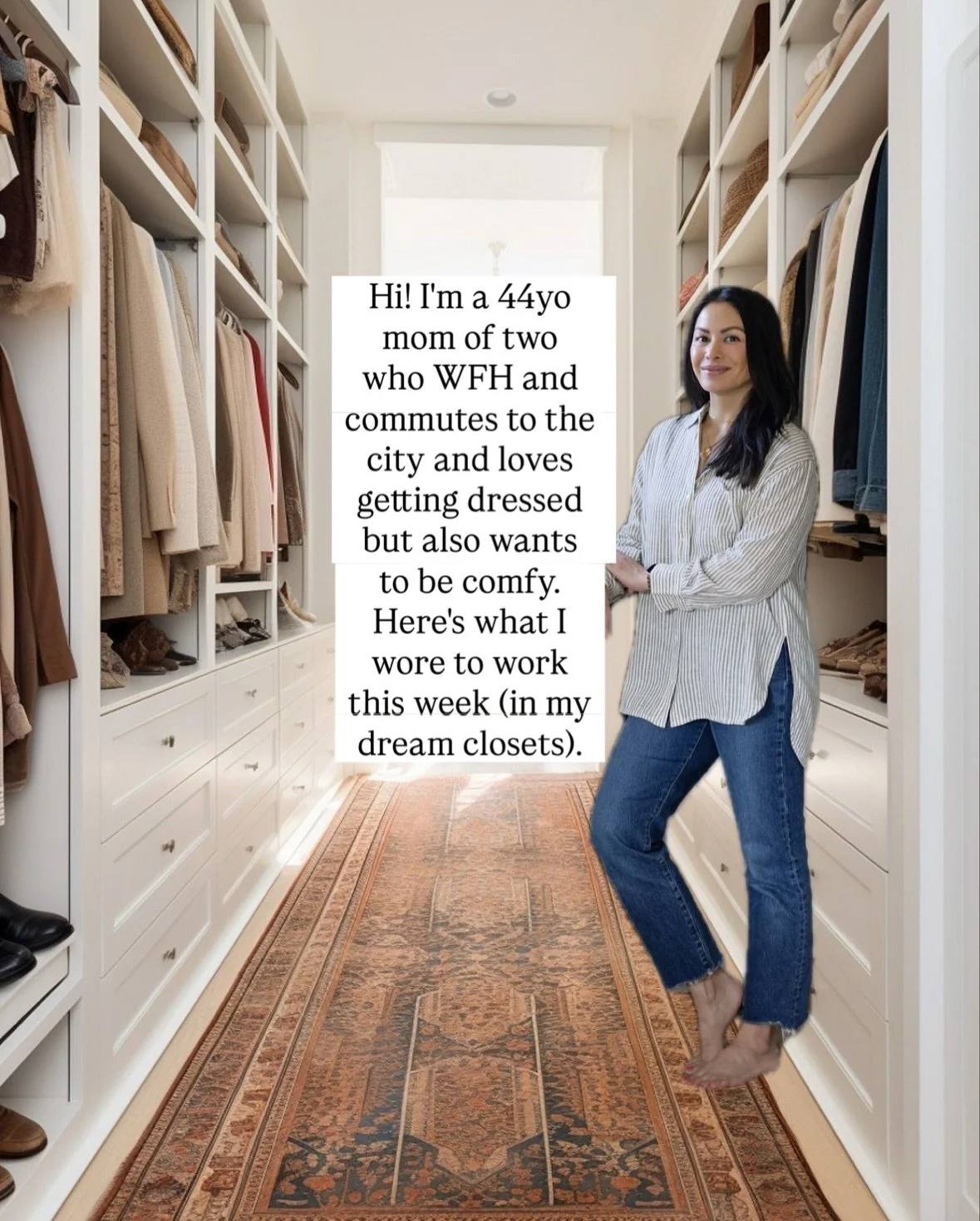 All the 😍 for these dream closets, I wish these were mine! All these outfits are mine though and as you can tell, I definitely prioritize comfort over anything else.

I&rsquo;m also a big outfit repeater. Usually I&rsquo;m in the office 3 days a wee