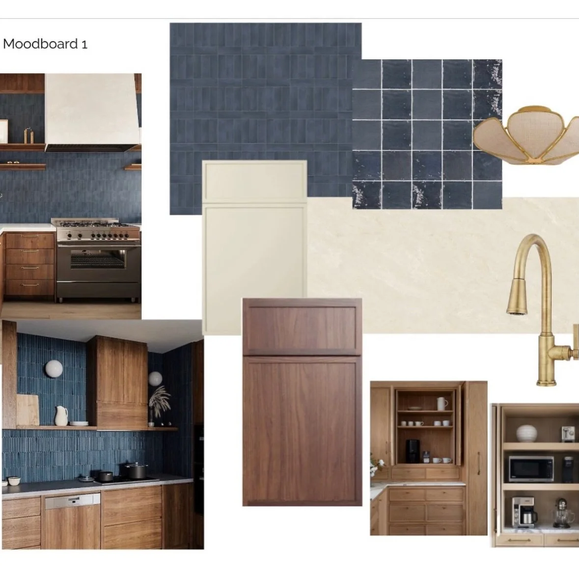 Come with me to check out another project in the works&hellip;

This is a kitchen we&rsquo;re designing in San Francisco and here are the two mood boards with walnut cabinets as the backdrop but two different design directions.

The first is a warm, 