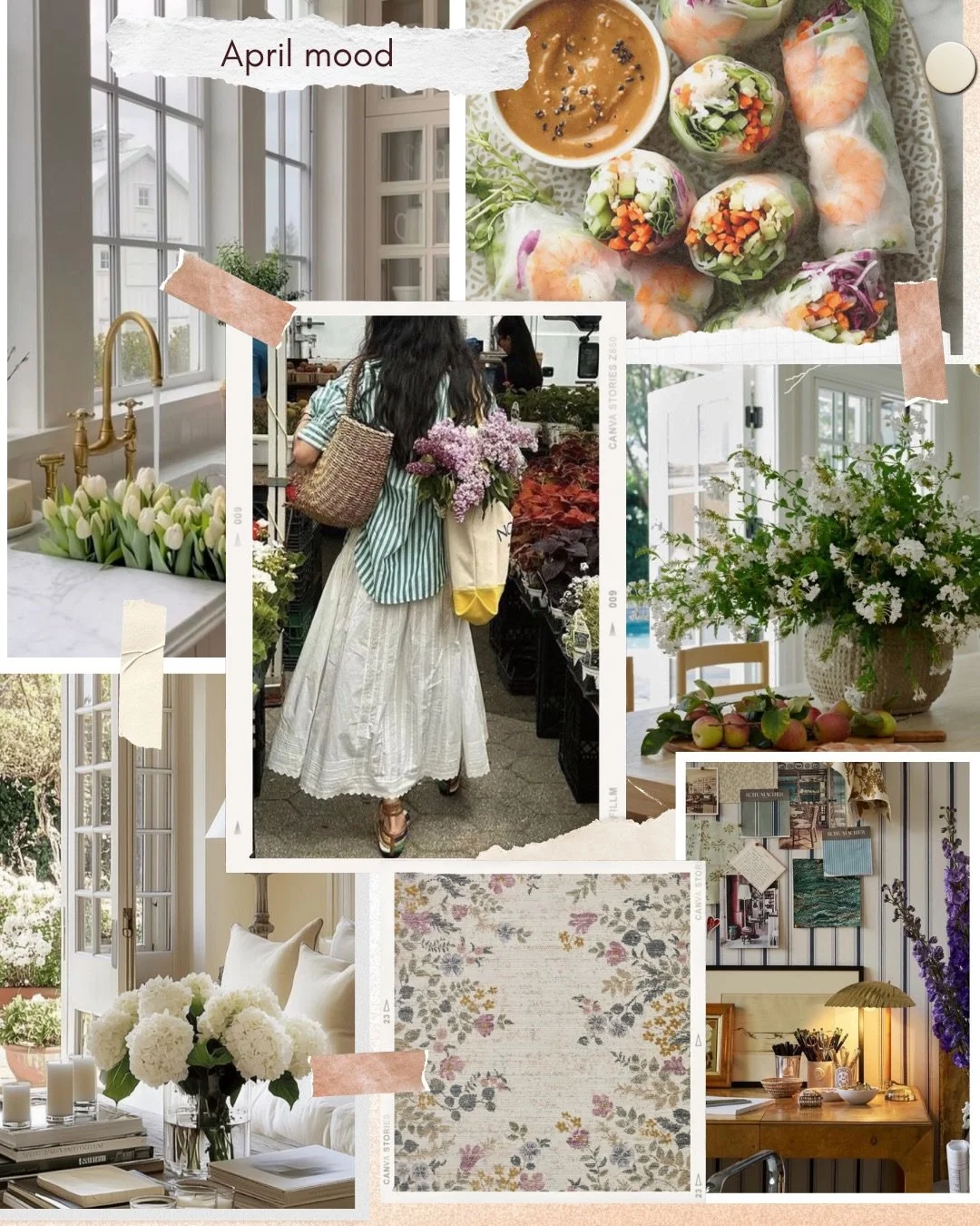 Spring is in the air and it&rsquo;s not ground breaking at all, but I&rsquo;ve got florals on my mind.

This month&rsquo;s moodboard is inspired by the fresh start of a new quarter and warmer weather, pastels and crisp whites, fresh and nutritious in
