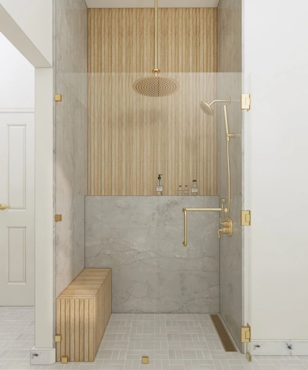 Sneak peek of this bathroom renovation&hellip;

We have two design options for the shower. Slight differences but it really changes the look and feel. Renders are such a helpful tool to help clients visualize how a space will turn out and we always i