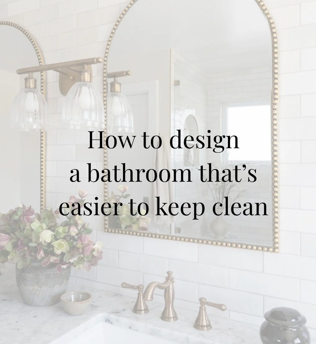 Bathrooms are never fun to clean but there are a couple things you can do when designing the space to make them a little bit easier to keep clean!

- Use light to medium grout colors in the shower so soap scum doesn&rsquo;t show as much.

- Prioritiz