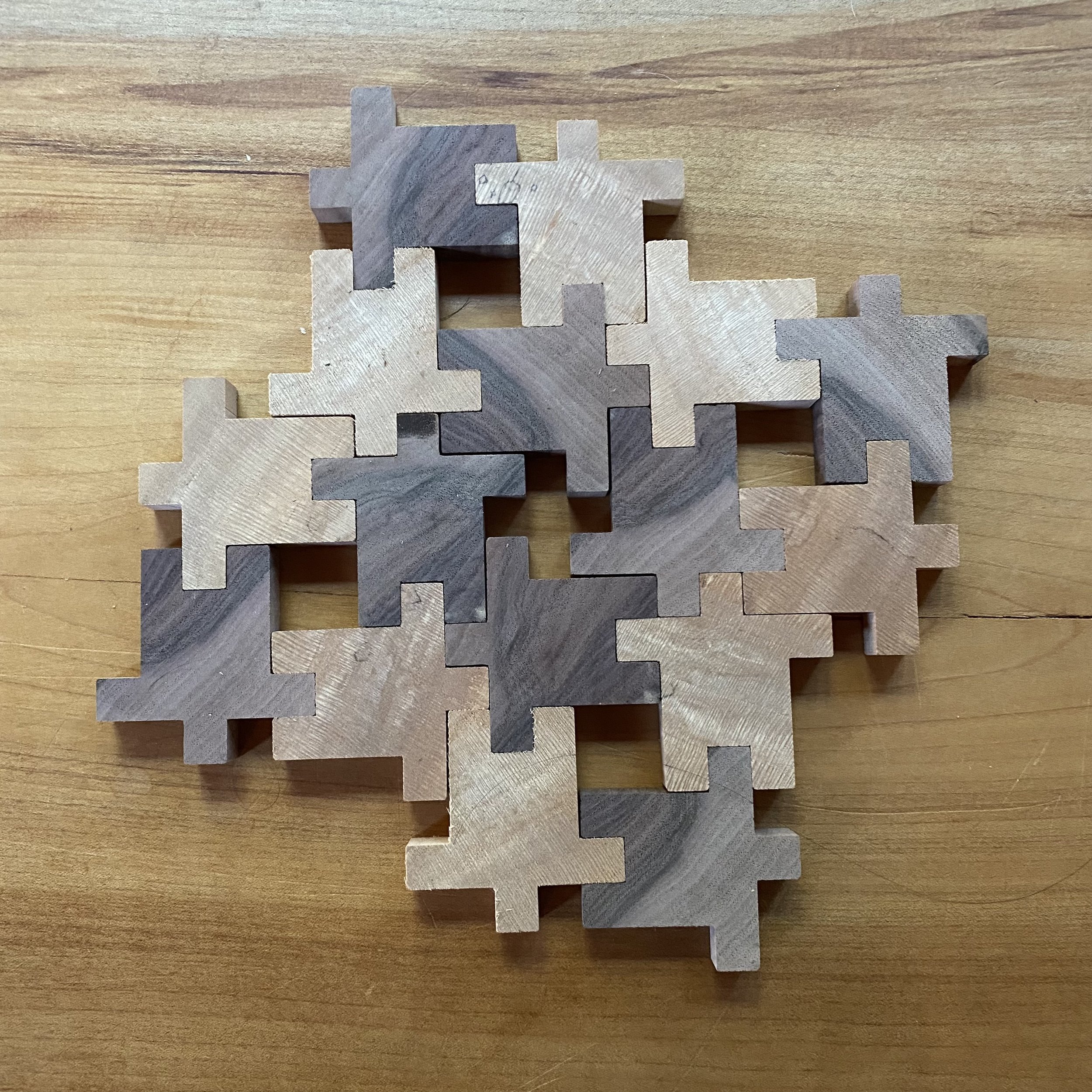 Set of 16 Maple and Walnut blocks