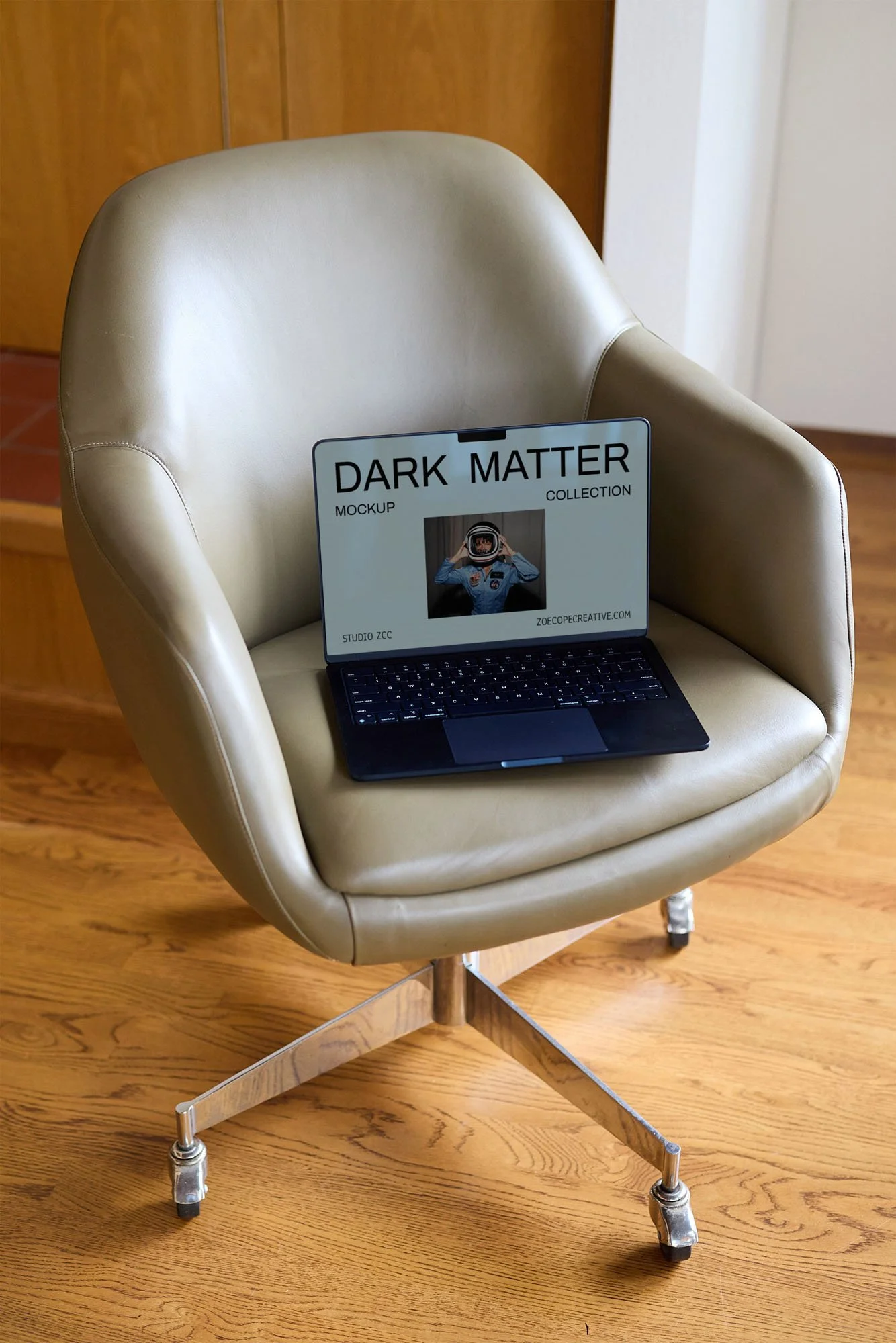 DM Laptop on Retro Chair Mockup