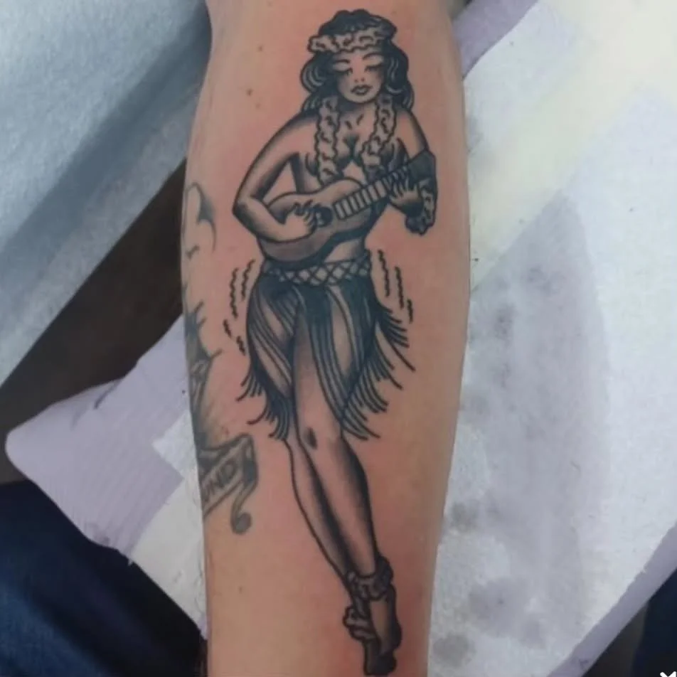 Need an appointment? Call 410-276-1300 *DMs checked 2x a year (maybe)* All Appointments @saintsandsinnerstattoo 
.
#tattoo #baltimore #huladancer  #traditiontattoo #tattooed #tattooer #tradtattoos #saintsandsinnersbaltimore