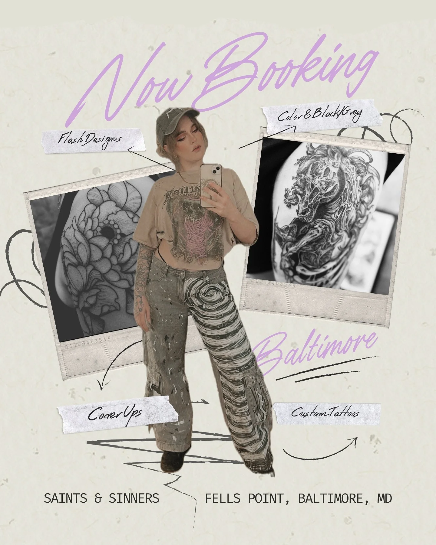 ✨NOW TAKING APPOINTMENTS✨ 
I am officially now booking in Baltimore! I couldn&rsquo;t be more stoked to start this new journey @saintsandsinnerstattoo in Fells Point. I am taking new clients, walk ins, custom pieces, and always have plenty of flash t